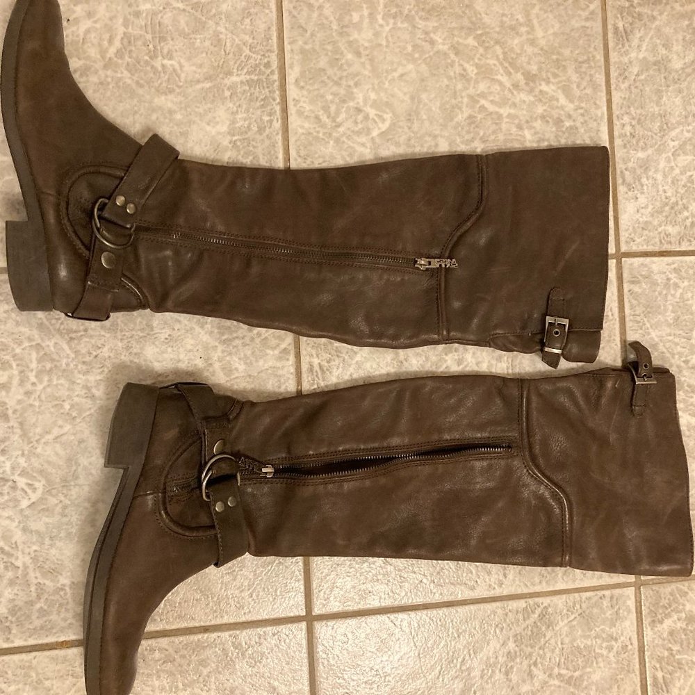 Distressed women's leather riding boots size 7 - Picture 3 of 3